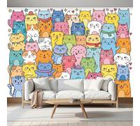 Fotomurale Carta da Parati Dibujos Animados Con Gato Denso Dibujado A Mano, 200Anx140Al cm Fotomurali Murale 3D Poster Moderna, Carta da Parati Decora per Camera Letto Stanza dei Bambini