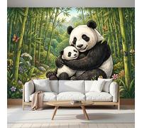 Fotomurale Carta da Parati Ilustración De Animales Con Panda Del Bosque De Bambú, 300Anx210Al cm Fotomurali Murale 3D Poster Moderna, Carta da Parati Decora per Camera Letto Stanza dei Bambini