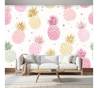Fotomurale Carta da Parati Linda Fruta Con Dibujado A Mano Piña, 400Anx280Al cm Fotomurali Murale 3D Poster Moderna, Carta da Parati Decora per Camera Letto Stanza dei Bambini