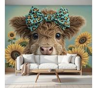 Fotomurale Carta da Parati Lindo Animal Con Arco Highlcow, 400Anx280Al cm Fotomurali Murale 3D Poster Moderna, Carta da Parati Decora per Camera Letto Stanza dei Bambini