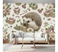 Fotomurale Carta da Parati Lindo Ilustración Con Regalos Flores Erizo, 350Anx256Al cm Fotomurali Murale 3D Poster Moderna, Carta da Parati Decora per Camera Letto Stanza dei Bambini