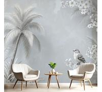 Fotomurale Carta da Parati Lujo Moderno Con Palmeras Pájaros, 250Anx175Al cm Fotomurali Murale 3D Poster Moderna, Carta da Parati Decora per Camera Letto Stanza dei Bambini