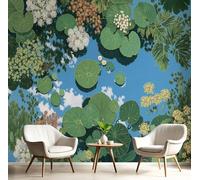 Fotomurale Carta da Parati Plantas De La Selva Con Ilustración De Nenúfares, 300Anx210Al cm Fotomurali Murale 3D Poster Moderna, Carta da Parati Decora per Camera Letto Stanza dei Bambini