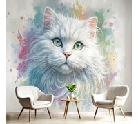 Fotomurale Carta da Parati Salpicadura De Tinta Con Gato Salpicado De Agua, 250Anx175Al cm Fotomurali Murale 3D Poster Moderna, Carta da Parati Decora per Camera Letto Stanza dei Bambini