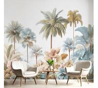 Fotomurale Carta da Parati Vintage Con Ilustración Botánica Tropical, 350Anx256Al cm Fotomurali Murale 3D Poster Moderna, Carta da Parati Decora per Camera Letto Stanza dei Bambini