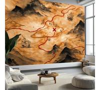 Fotomurale Murales Mapa Del Tesoro Dibujado A Mano Barco Y Tesoro 200 x 140 cm Papel Pintado no Tejido, Marrón Papel Tapiz Fotográfico - Salon Dormitorio Oficina Mural de Decoración de Pared