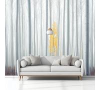 Fotomurale Murales Minimalismo Bosque De Álamos 300 x 210 cm Papel Pintado no Tejido, Blanco Papel Tapiz Fotográfico, para Salon Dormitorio Oficina Mural de Decoración de Pared
