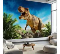 Fotomurale Murales Tiranosaurio Surrealista 300 x 210 cm Papel Pintado no Tejido, Azul Papel Tapiz Fotográfico - Salon Dormitorio Oficina Mural de Decoración de Pared