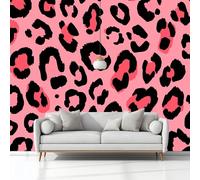Fotomurale no Tejido Minimalismo Estampado De Leopardo 200 x 140 cm Papel Pintado Decoración de Pared moderna, Rosa Murales póster, para Dormitorio Salón TV Pared Murales