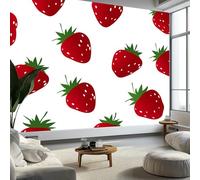 Fotomurale no Tejido Minimalismo Fresa 250 x 175 cm Papel Pintado Decoración de Pared moderna, Blanco Murales póster para Dormitorio Salón TV Pared Murales