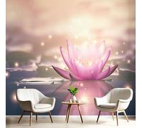 Fotomurales 150×105cm Pétalos Rosados Papel Pintado Tejido No Tejido Flor Loto Fotomural Efecto 3D Rosa Papel Tapiz Decorativos pared Murales Póster para Dormitorio Salón TV Pared