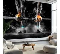 Fotomurales 200 x 140 cm, Deporte Fitness Barra De Pesas Murales Papel Pintado, Decoración de Paredes, para salón Dormitorio Habitación Infantil Fondo de Tv Decoración, Negro