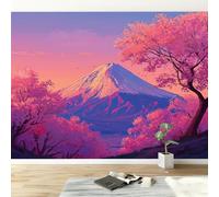 Fotomurales 200 x 140 cm Papel pintado tejido no tejido decorativos Murales Cordillera De Los Cerezos En Flor De Japón, Moderna Decoración De Pared Sala Cuarto Oficina, Rosa