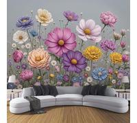 Fotomurales 200An×150Al cm Papel Pintado Tejido No Tejido Decoración de Pared Decorativos Murales, Campos Flores de Diseno Fotográfico Realista Flores Pared Sala