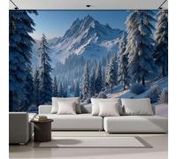 Fotomurales 200An×150Al cm Papel Pintado Tejido No Tejido Decoración de Pared Decorativos Murales, Frío Estilo de Diseno Fotográfico Invierno Montañas Nevadas Bosques Pared Sala