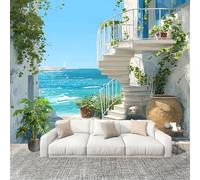 Fotomurales 200x140 cm Arquitectura RomáNtica Junto Al Mar Decoración Muro Murales Papel Pintado tejido no tejido Azul Moderna Panoramico Fotográfico Adhesivos Impermeable Papel Tapiz