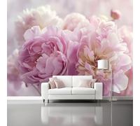 Fotomurales 250 x 175 cm Papel pintado Ramo de peonías realista fresco decoración Pared decorativos Murales Póster Gigante de Pared Personalizado 3D Para Salón o Dormitorio Rosa Blanco