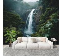 Fotomurales 250x175 cm Cascada Del Bosque Del CañóN Decoración Muro Murales Papel Pintado tejido no tejido Verde Moderna Panoramico Fotográfico Adhesivos Impermeable Papel Tapiz