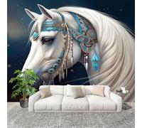 Fotomurales 250x175 cm FantasíA áRabe Caballos Decoración Muro Murales Papel Pintado tejido no tejido Azul Y Blanco Moderna Panoramico Fotográfico Adhesivos Impermeable Papel Tapiz