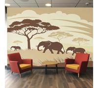 Fotomurales 300 x 210 cm África Papel Pintado Tejido No Tejido Retro Animal Fotomural Efecto 3D Papel Tapiz Decorativos pared Murales Póster para Dormitorio Salón TV Pared E237