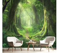 Fotomurales 300Anx210Al cm Tela de Seda, Musgo Dosel Fotográfico Papel de Pared, Verde esmeralda Mural de 3D Selva Tropical Paisaje, Dormitorios/Salón/Hotel/Fondo de TV Decoración De Pared