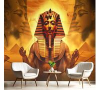 Fotomurales 300Anx210Al cm Tela de Seda, Pirámides Dunas Arena Y Faraones Antiguo Egipto Fotográfico Papel de Pared, Oro Mural de 3D, Dormitorios/Salón/Hotel/Fondo de TV Decoración De Pared