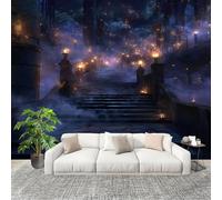 Fotomurales 300x210 cm Cielo Estrellado MáGico De FantasíA Decoración Muro Murales Papel Pintado tejido no tejido PúRpura Moderna Panoramico Fotográfico Adhesivos Impermeable Papel Tapiz