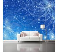 Fotomurales 350 x 256 cm Papel pintado tejido no tejido Dibujos animados universo cielo estrellado Decoración de Pared decorativos Murales moderna Diseno Azul