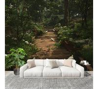 Fotomurales 350x256 cm Sendero Jungleal Tranquilo Decoración Muro Murales Papel Pintado tejido no tejido Verde Moderna Panoramico Fotográfico Adhesivos Impermeable Papel Tapiz