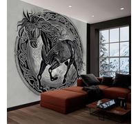 Fotomurales 368x254 cm Papel Pintado Tejido no Tejido Vikingos Animales Tótems Gris, Moderna Murales Fotográfico Decoración de Pared Sala Cuarto Oficina Salón