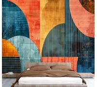 Fotomurales 3D Arte Abstracto 300x210 cm Papel Pintado Tejido No Tejido Pared De Geometría Retro Wallpaper Mural Paredes Papel Tapiz Sala DecoracióN SalóN O Dormitorio, No Se Incluye Adhesivo U-62