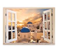 Fotomurales 3D - Ilusion Optica 3D 140x100 cm - Fotomural Poster Finestra - Fotomurales Papel pintado - Cuadro Mar Playa Duna