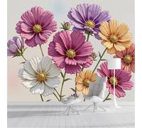 Fotomurales 3D Plantas Cosmos Plantas Coloridas 350X260Cm Papel Pintado Fotográfico,Decoración De La Pared Murales Para Salón,Dormitorio,Habitación Para Niños,Pared De Tv