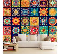 Fotomurales 3D Rompecabezas de flores de colores 350x256 cm Papel Pintado Fotográfico, Decoración De la Pared Murales para Salón, Dormitorio, Habitación para Niños, Pared de TV