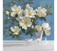 Fotomurales 3D Rosas Hojas Verdes Pinturas Al Óleo Impresionistas 400X280Cm Papel Pintado Fotográfico,Decoración De La Pared Murales Para Salón,Dormitorio,Habitación Para Niños,Pared De Tv