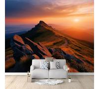 Fotomurales 3D Vista Del Atardecer Desde Cima De La Montaña 350x256 cm Papel Pintado Fotográfico, Decoración De la Pared Murales para Salón, Dormitorio, Habitación para Niños, Pared de TV