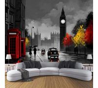 Fotomurales 400×280 Cm Tela De Seda, Escena Callejera Londres Fotográfico Papel De Pared, Gris Mural Estilo Moderno, Dormitorios/Salón/Hotel/Fondo Tv Decoración Pared