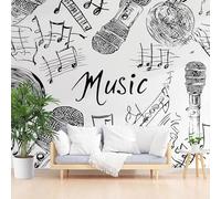 Fotomurales 400 x 280 cm Musica Hip-Hop Papel Pintado Tejido No Tejido Micrófono Fotomural Efecto 3D Papel Tapiz Decorativos pared Murales Póster para Dormitorio Salón TV Pared F887