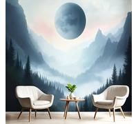 Fotomurales 400Anx280Al cm Tela de Seda, Montañas Bosque Fotográfico Papel de Pared, Ceniza Mural de 3D Misterioso Paisaje, Dormitorios/Salón/Hotel/Fondo de TV Decoración De Pared
