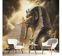 Fotomurales 400Anx280Al cm Tela de Seda, Pirámides Faraones Fotográfico Papel de Pared, Marrón oscuro Mural de 3D Surrealismo, Dormitorios/Salón/Hotel/Fondo de TV Decoración De Pared