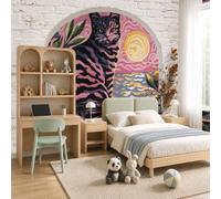 Fotomurales 400x280cm XXL Papel pintado tejido no tejido Decoración de Pared decorativos Murales moderna de Diseno Fotográfico naturaleza,Pintura al óleo retro americana,Gatos, mascotas