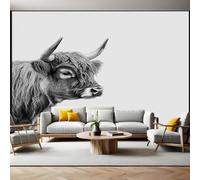 Fotomurales 450x315 cm Animal yak gris negro Papel pintado tejido no tejido Decoración de Pared decorativos Murales Bar Dormitorio Fondo de Pared