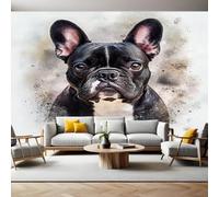 Fotomurales Animal Bulldog Negro Murales Papel Pintado Salon 350 x 250 cm Tejido No Tejido Papel Tapiz Fotográfico Sala Cuarto Oficina Salón Hotel
