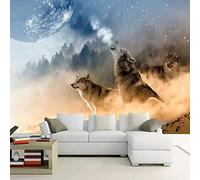 Fotomurales Animal lobo Pared 3D Papel Tapiz pintado tejido no tejido Decoración de Pared decorativos Murales moderna de Diseno Fotográfico 150cm×105cm (ancho x alto)