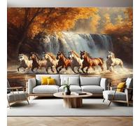 Fotomurales Animales un grupo de caballos Papel Pintado 250x175 cm Fotográfico Tejido No Tejido Fondo de Pantalla Mural Decoración de Pared Sala Cuarto Oficina Salón
