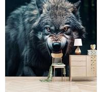 Fotomurales Autoadhesivo 150x105cm Lobo Bestia Feroz - No Tejido - ExtraíBle Para Despegar Y Pegar - Animal 3d Tv Fondo Pared Dormitorio Murales Papel Tapiz Moderno