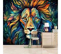 Fotomurales Autoadhesivo 150x105cm Pintura Multicolor Bestia León - No Tejido - ExtraíBle Para Despegar Y Pegar - Animal 3d Tv Fondo Pared Dormitorio Murales Papel Tapiz Moderno