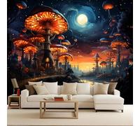 Fotomurales Autoadhesivo 200x140cm Ciudad Hongo Lunar - No Tejido - ExtraíBle Para Despegar Y Pegar - Dibujo Animado De Cuento De Hadas 3d Tv Fondo Pared Dormitorio Murales Papel Tapiz Moderno