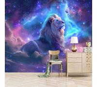 Fotomurales Autoadhesivo 200x140cm León Cielo Estrellado Nube Mar-A - No Tejido - ExtraíBle Para Despegar Y Pegar - Estilo De Arte De Fantasía 3d Tv Fondo Pared Dormitorio Murales Papel Tapiz Moderno