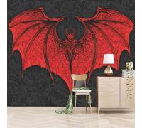 Fotomurales Autoadhesivo 300x210cm Alas De Murciélago Rojas - No Tejido - ExtraíBle Para Despegar Y Pegar - Estilo De Arte Gótico 3d Tv Fondo Pared Dormitorio Murales Papel Tapiz Moderno